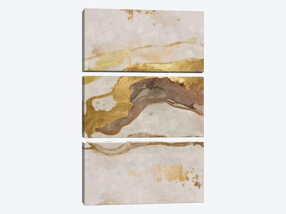 Abstract Marble Golde VI by Helo Moraes 3-piece Canvas Wall Art