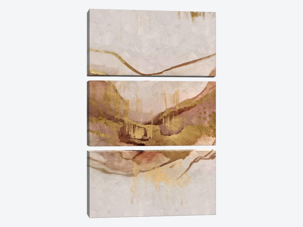 Abstract Marble Golde VII by Helo Moraes 3-piece Canvas Print