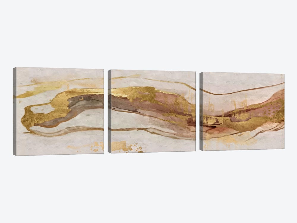 Abstract Marble Golde VIII by Helo Moraes 3-piece Canvas Wall Art