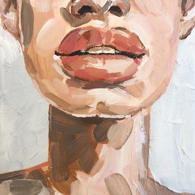 Nude Lips II by Hana Tischler framed canvas print