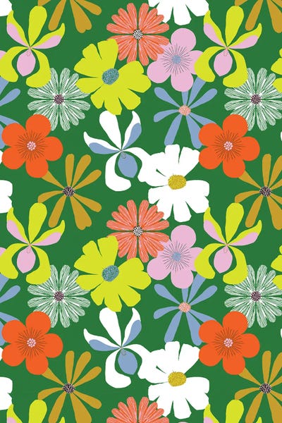 Sunshine Garden Flowers Pattern by Hanna Beisang framed canvas print