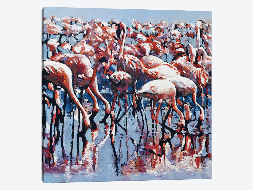 Pretty Flamingos by John Hancock 1-piece Canvas Artwork