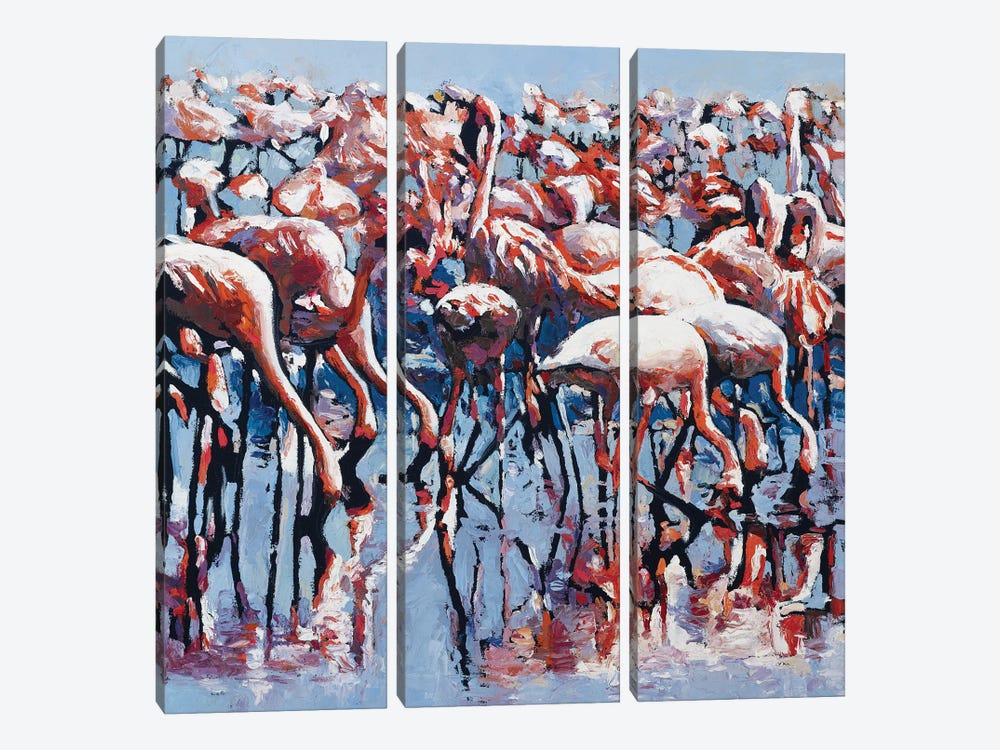 Pretty Flamingos by John Hancock 3-piece Canvas Artwork