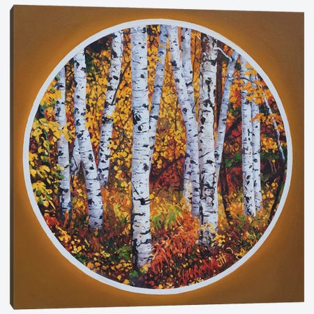 Birches. Red And Yellow. Canvas Print #HNC43} by John Hancock Canvas Art