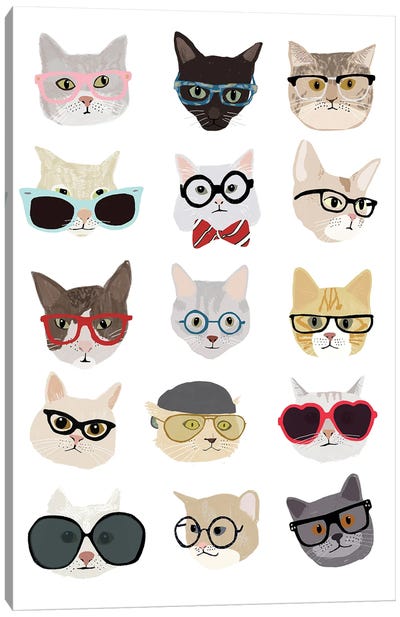 Cats With Glasses Canvas Art Print