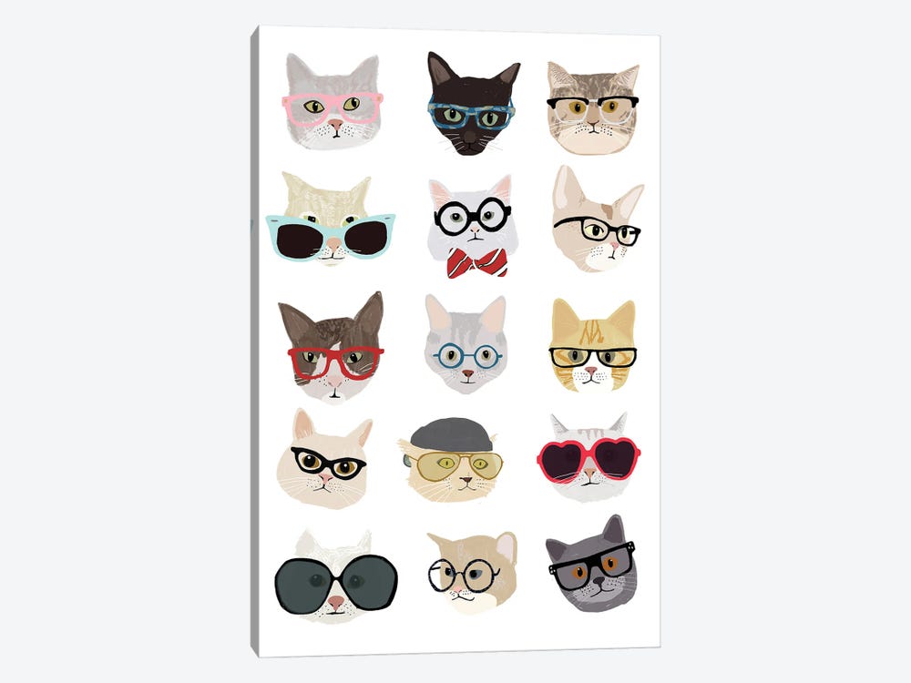 Cats With Glasses by Hanna Melin 1-piece Canvas Print