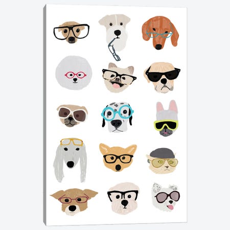 Dogs With Glasses Canvas Print #HNM2} by Hanna Melin Canvas Print