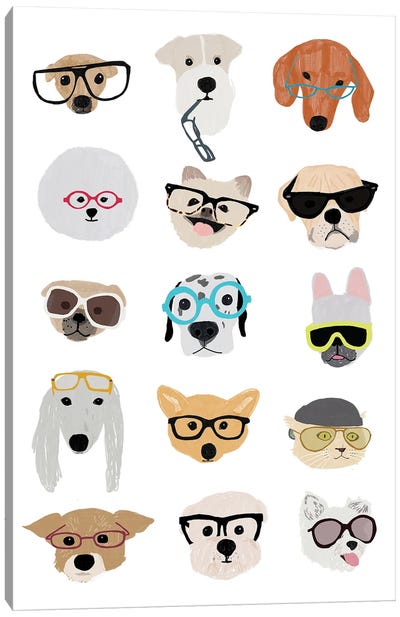 Dogs With Glasses Canvas Art Print