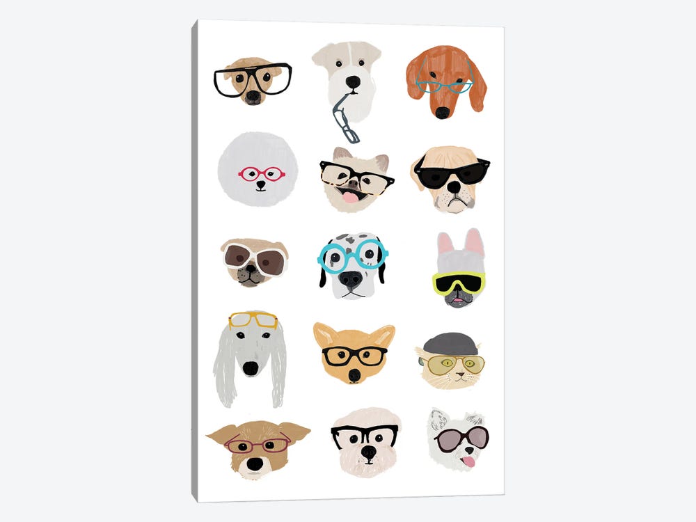 Dogs With Glasses by Hanna Melin 1-piece Canvas Art