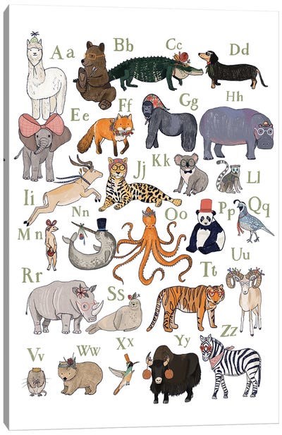 ABC Party Animal Canvas Art Print - Full Alphabet Art