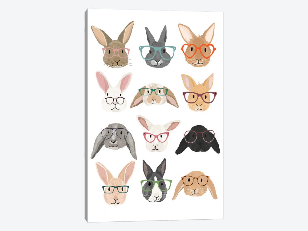 Rabbits in Glasses by Hanna Melin 1-piece Art Print