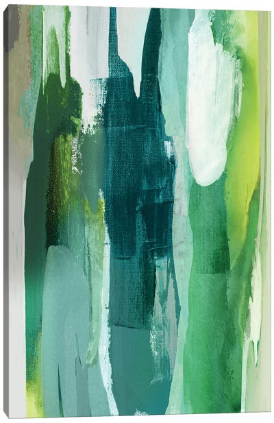 Converge Green I Canvas Art Print - Linear Abstract Art