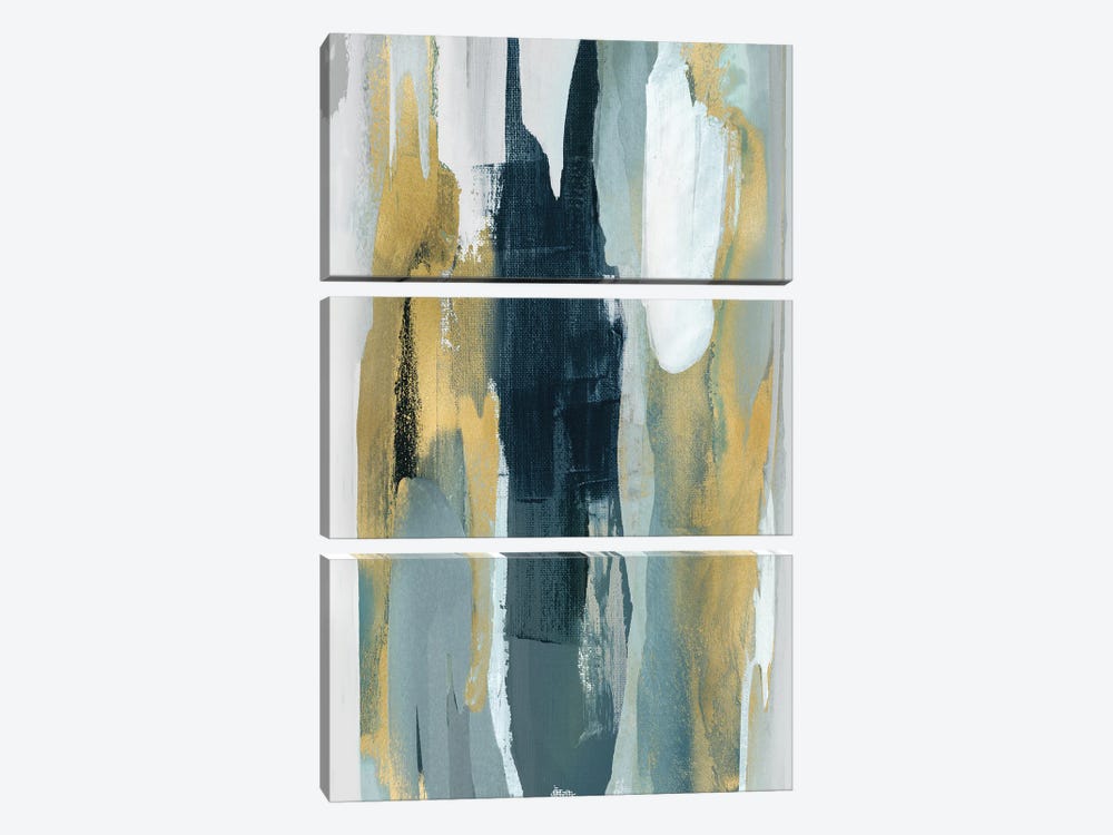 Converge Teal I by Jackie Hanson 3-piece Canvas Wall Art