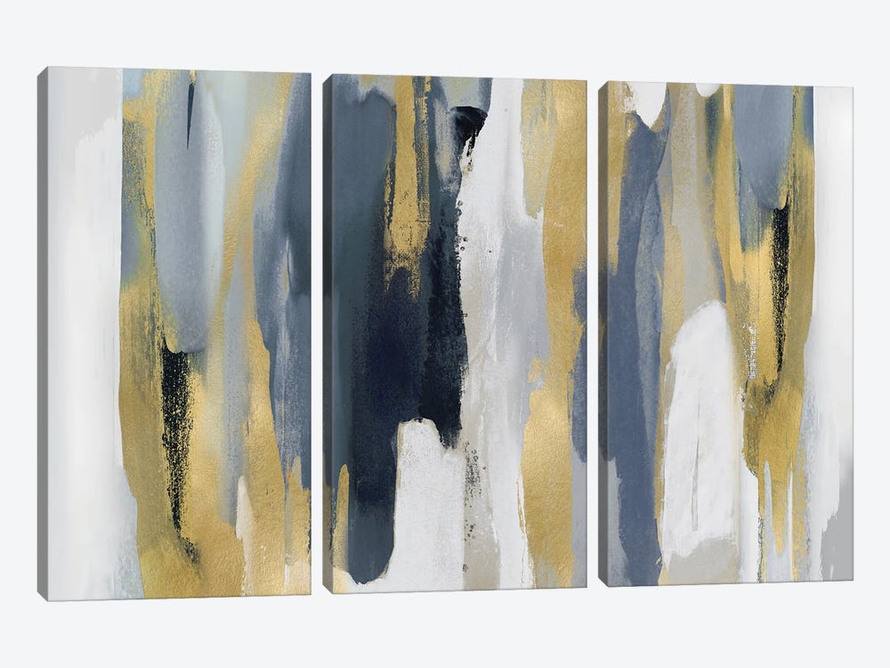 Echoes In Blue And Gold I by Jackie Hanson 3-piece Canvas Artwork