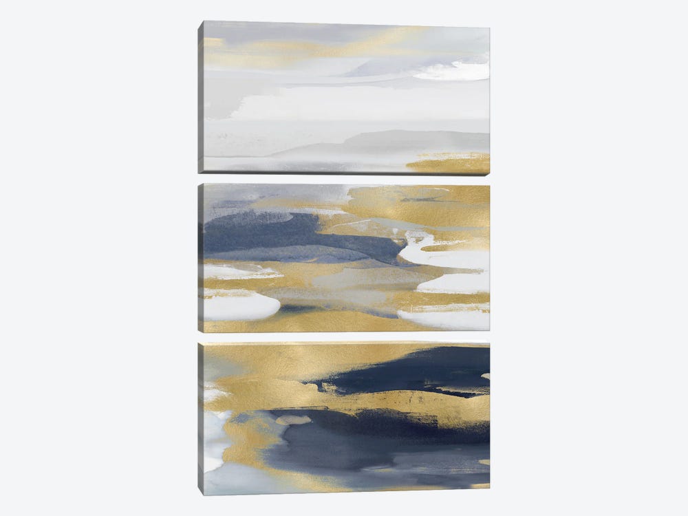Intuition Blue And Gold I by Jackie Hanson 3-piece Canvas Print