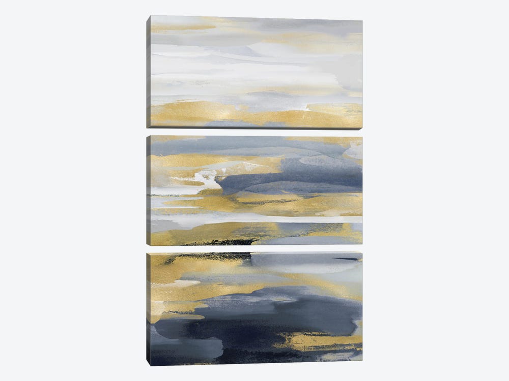 Intuition Blue And Gold II by Jackie Hanson 3-piece Canvas Artwork