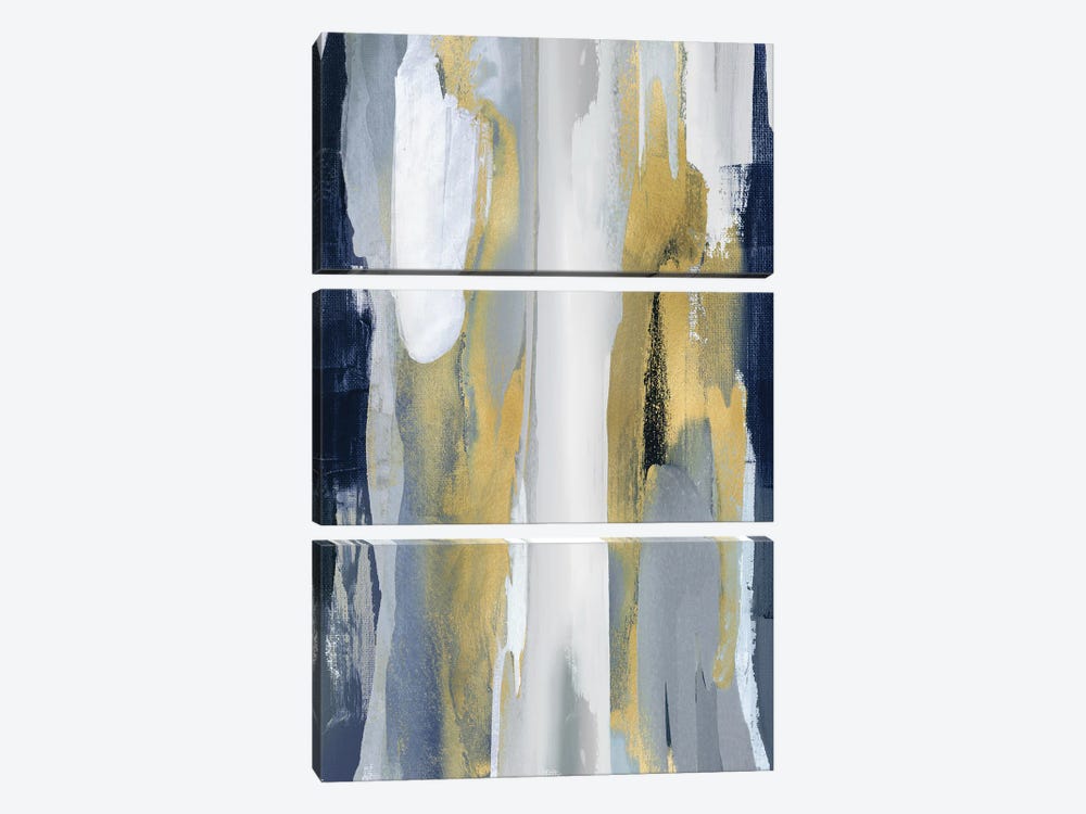 Converge Blue And Gold I by Jackie Hanson 3-piece Canvas Print