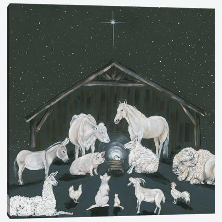 Animal Nativity Scene Canvas Print #HOA20} by Hollihocks Art Canvas Print