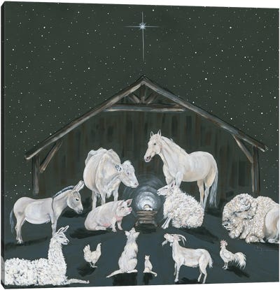 Animal Nativity Scene Canvas Art Print - Nativity Scene Art