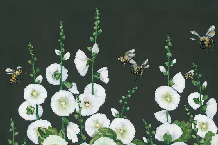 Bees by Hollihocks Art wall art