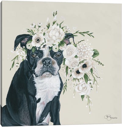 Dog and Flower Canvas Art Print