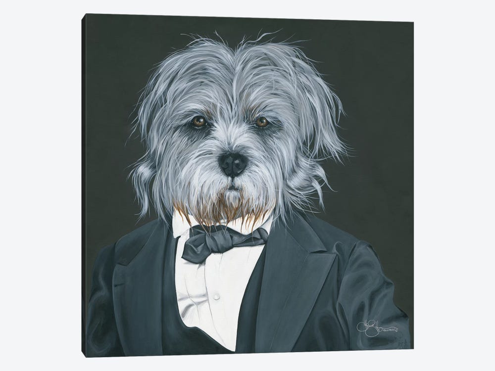 Dog in Suit by Hollihocks Art 1-piece Canvas Artwork