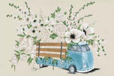 VW Bus White   by Hollihocks Art framed canvas print