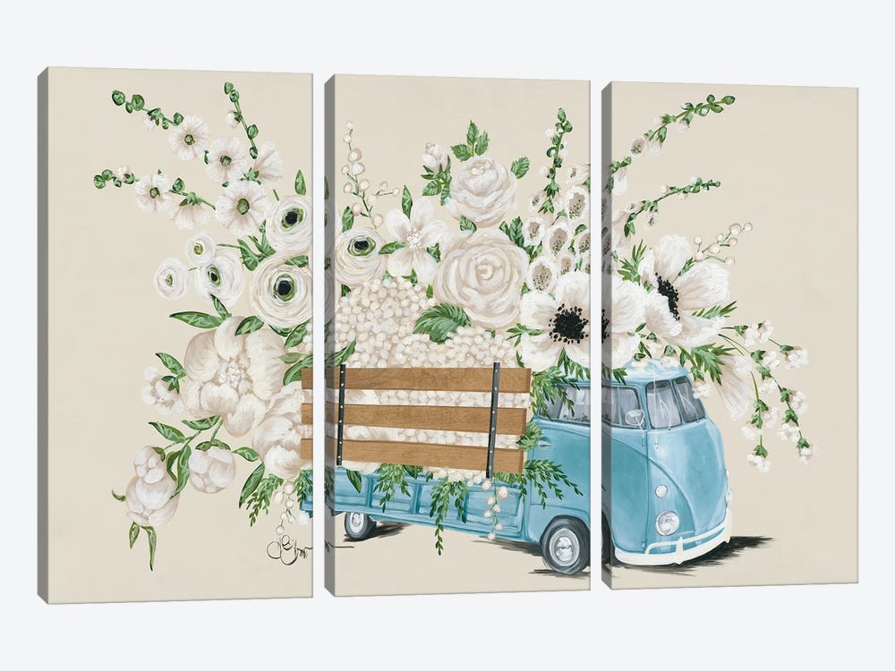 VW Bus White   by Hollihocks Art 3-piece Canvas Print
