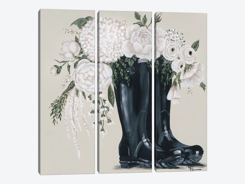Flowers and Black Boots by Hollihocks Art 3-piece Canvas Print