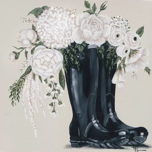 Boots: Flowers and Black Boots by Hollihocks Art