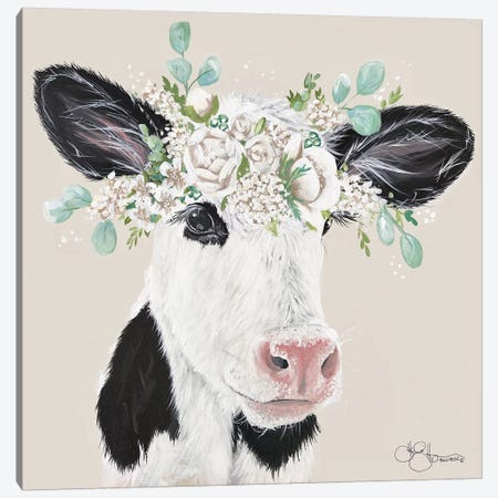 Patience the Cow Canvas Print #HOA53} by Hollihocks Art Canvas Wall Art