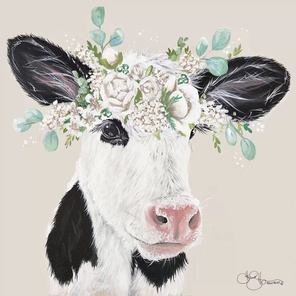 Modern Farmhouse Décor: Patience the Cow by Hollihocks Art