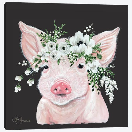 Poppy the Pig Canvas Print #HOA54} by Hollihocks Art Canvas Art Print