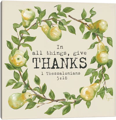 Give Thanks Canvas Art Print - Food & Drink Typography