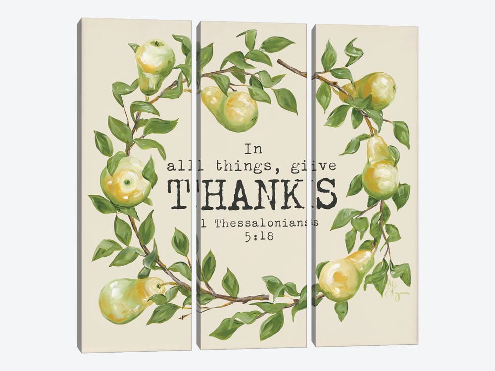 Give Thanks by Hollihocks Art 3-piece Canvas Wall Art
