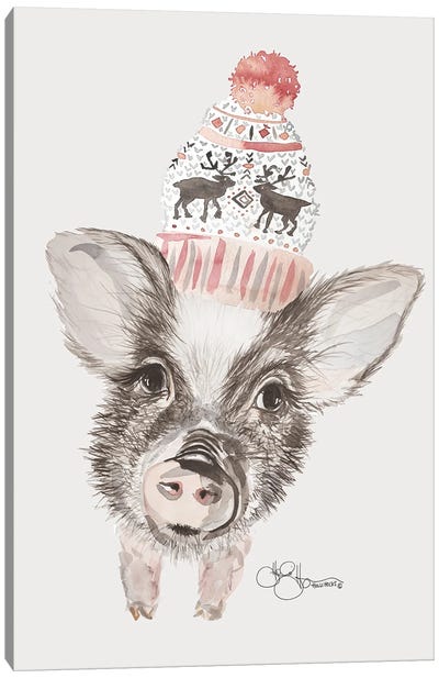 Cozy Pig    Canvas Art Print