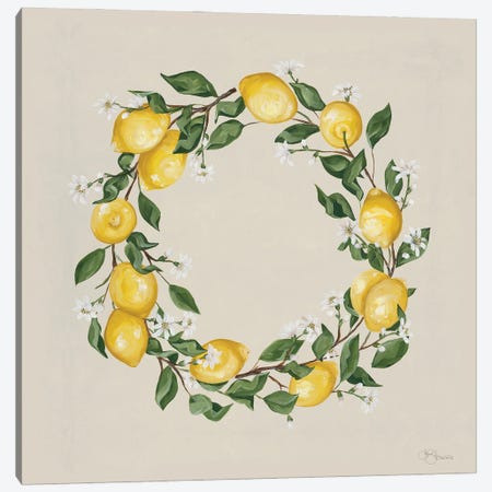 Lemon Wreath Canvas Print #HOA66} by Hollihocks Art Canvas Wall Art
