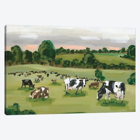 Abstract Field Of Cows Canvas Print #HOA76} by Hollihocks Art Canvas Print