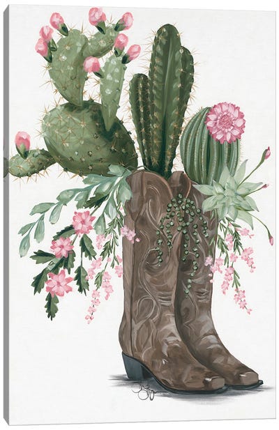 Cactus Boots Canvas Art Print - Shoe Art