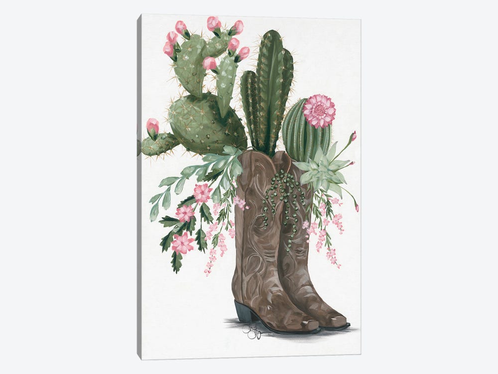 Cactus Boots by Hollihocks Art 1-piece Canvas Artwork