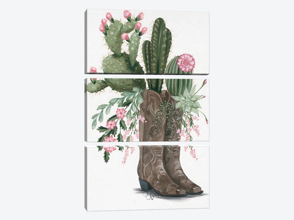 Cactus Boots by Hollihocks Art 3-piece Canvas Artwork