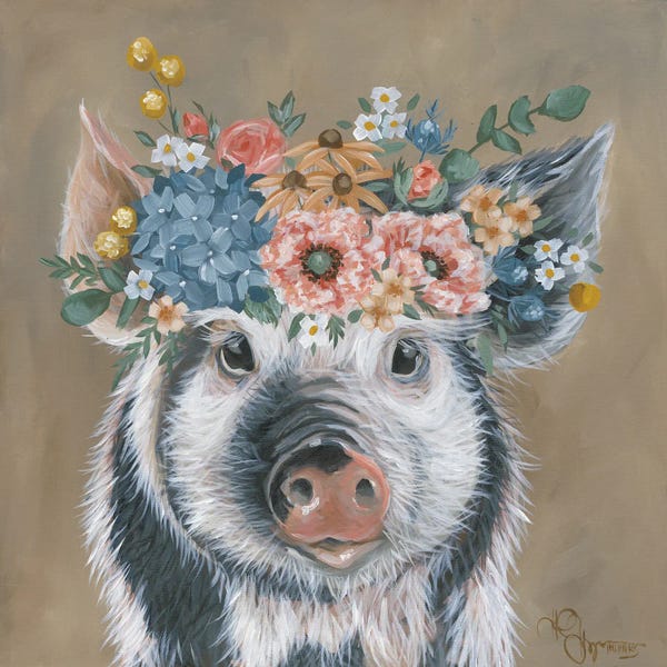 Pigs: Charlotte's Flowers by Hollihocks Art