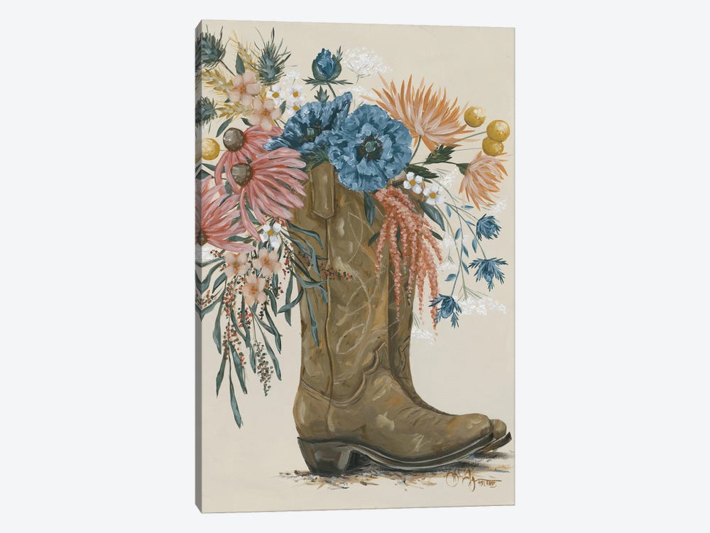 Wildflower Cowgirl Boots II by Hollihocks Art 1-piece Canvas Print
