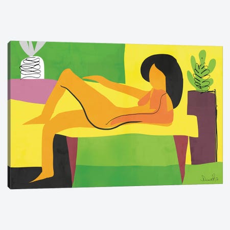 Woman On Table Canvas Print #HOB103} by Dan Hobday Canvas Art Print