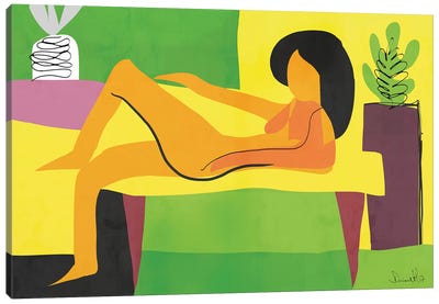 Woman On Table Canvas Art Print - Artists Like Matisse