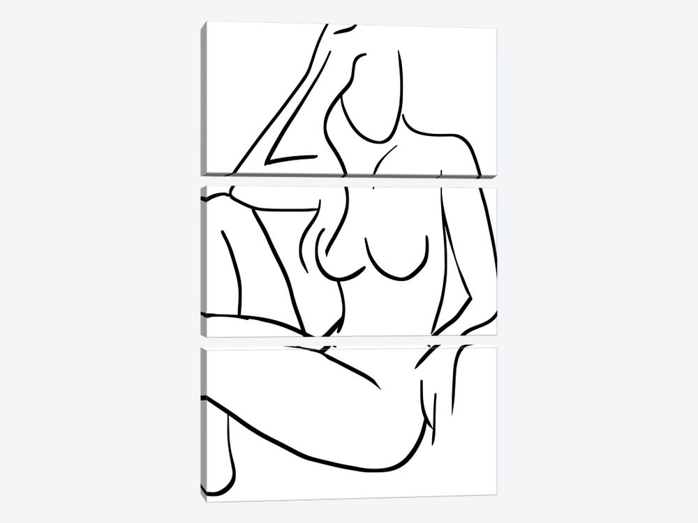 Nude Vector by Dan Hobday 3-piece Canvas Art