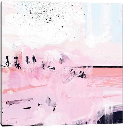 Peach Beach Canvas Art Print - Pops of Pink