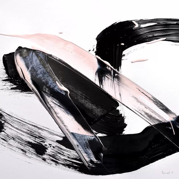 Minimalist Paintings: Peach Black Blast by Dan Hobday