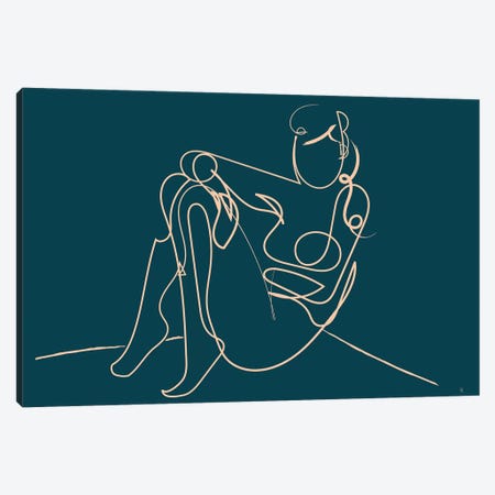 Teal Nude Canvas Print #HOB94} by Dan Hobday Canvas Artwork