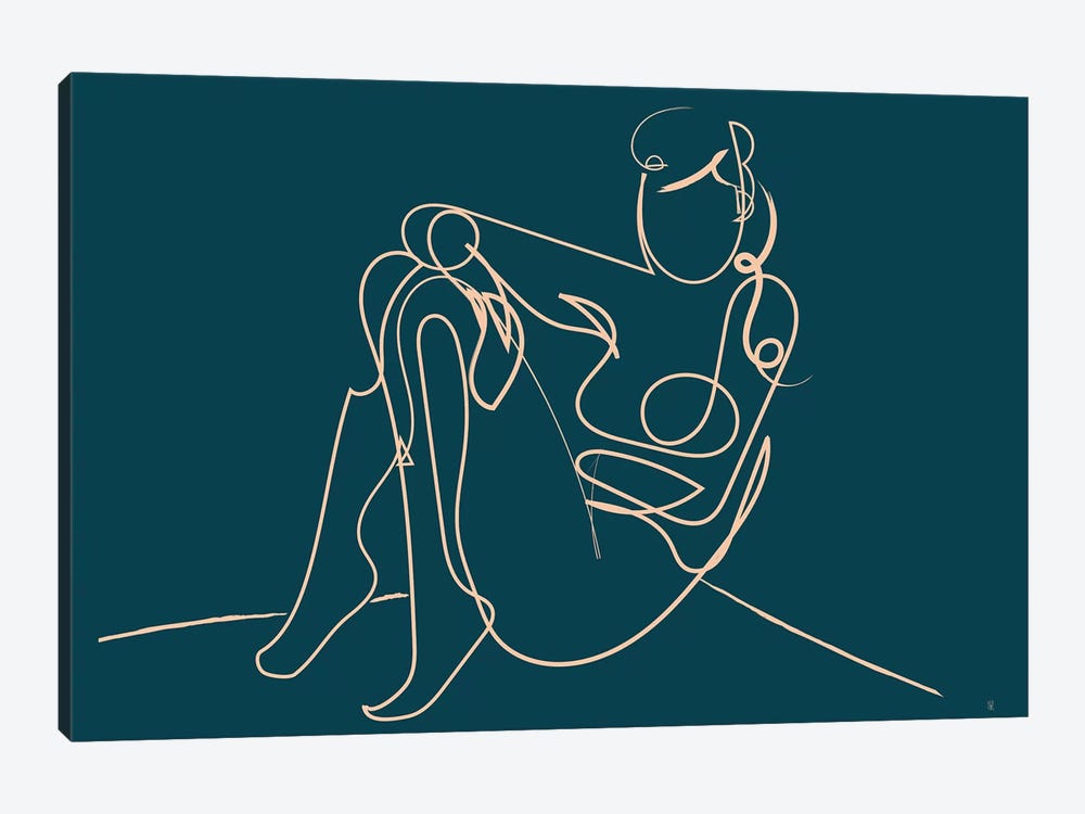 Teal Nude by Dan Hobday 1-piece Canvas Art Print